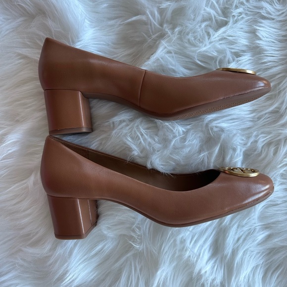 NWB Tory Burch Chelsea 50mm Pumps Napa Leather in Royal Tan - Picture 6 of 13